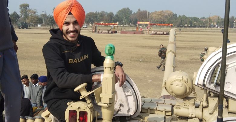 Military equipment display; students from Patiala showed keen interest in equipment's