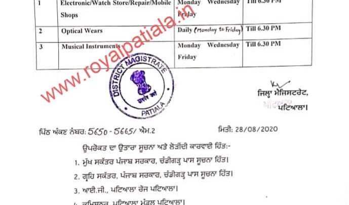 Patiala deputy commissioner issues fresh orders on shops opening