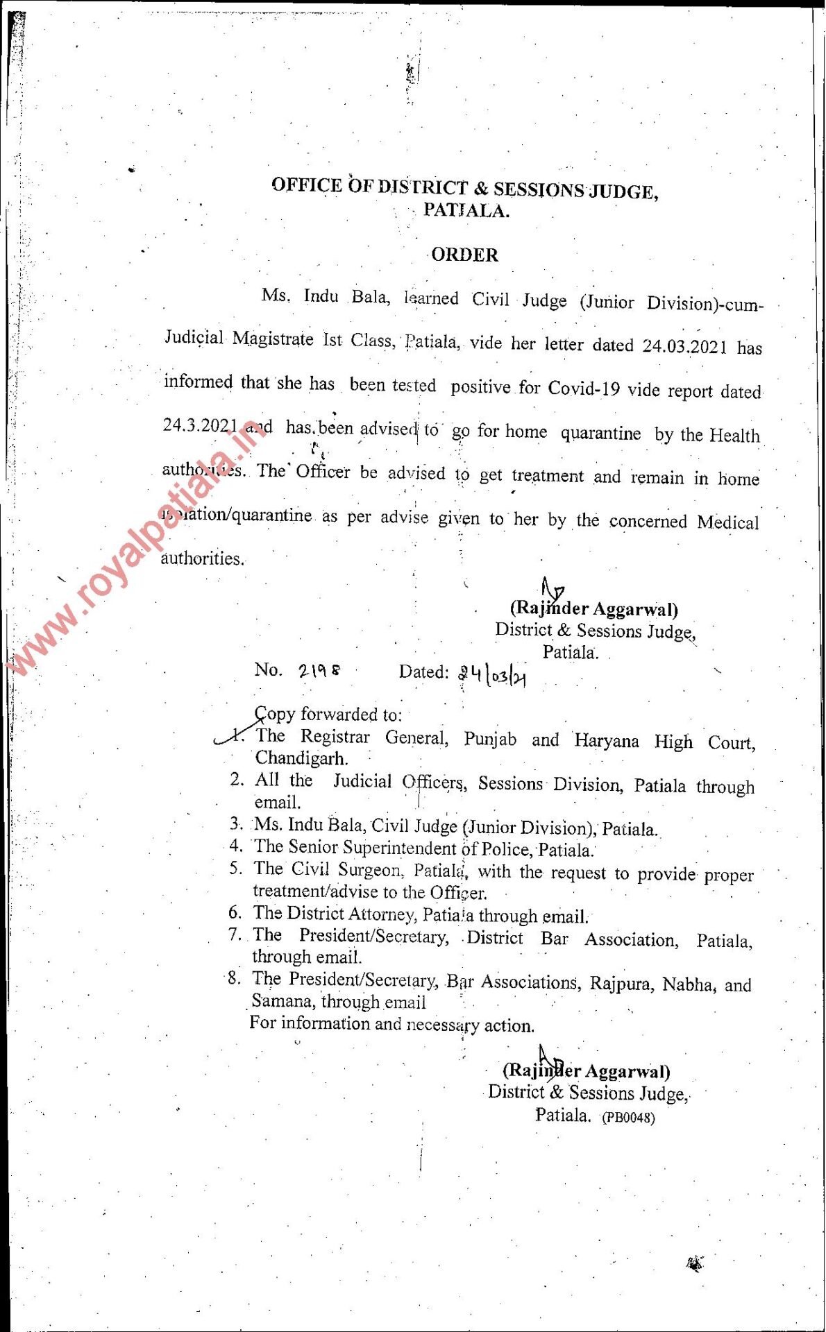 Judge tested Covid positive in Patiala; goes for home quarantine