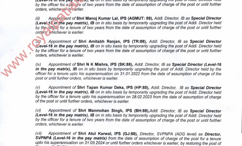 ACC approved promotion of 17 senior IPS officers